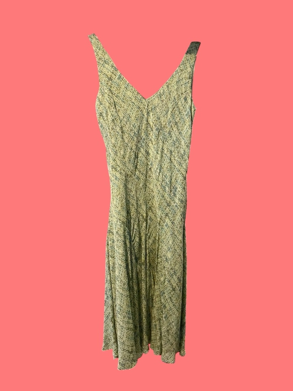 Jones Wear Sleeveless V-Neck Green blue Brown Patterned Maxi Dress